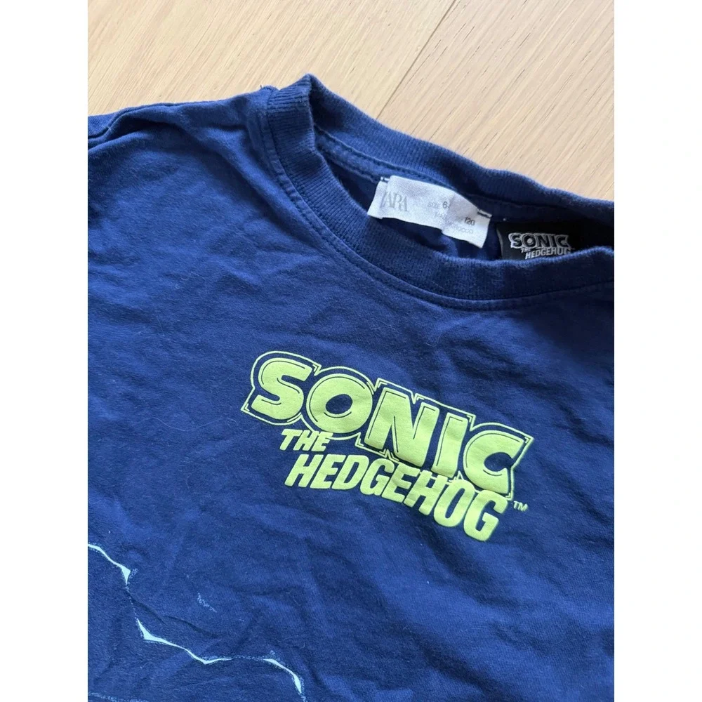 Zara Kids Sonic The Hedgehog Long Sleeve Graphic Tee Navy Blue Size 7 (6-7)